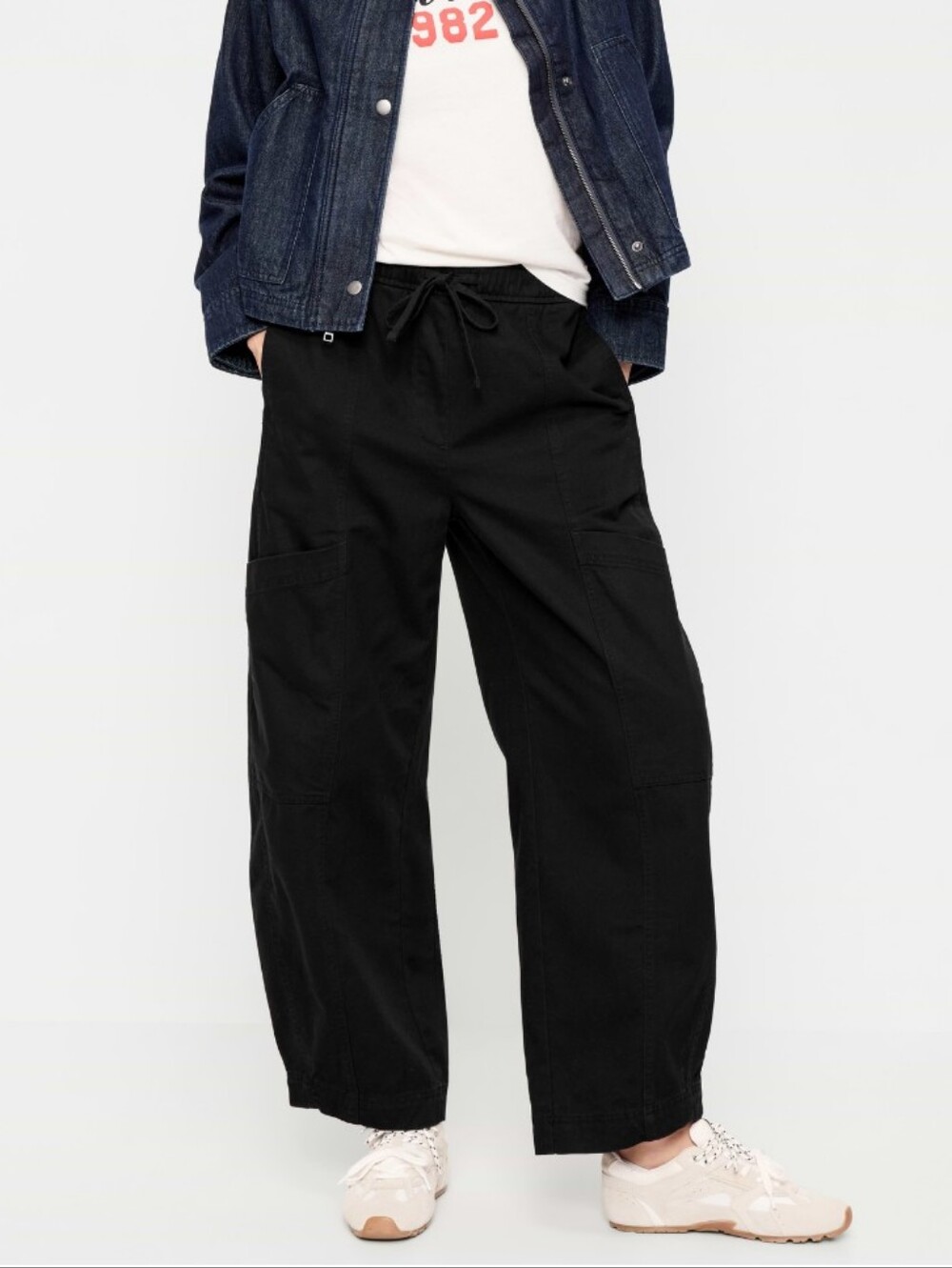 Black Barrel Leg Utility Pants